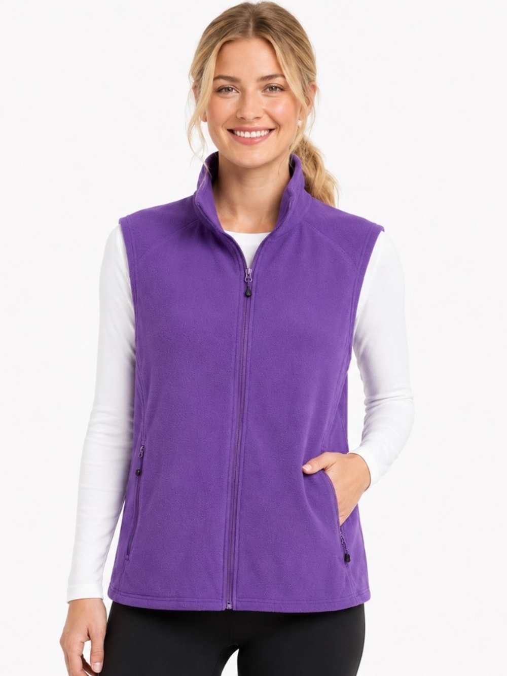 Eastern Mountain Sports Women's XL Purple Fleece Vest Full Zip Outdoor